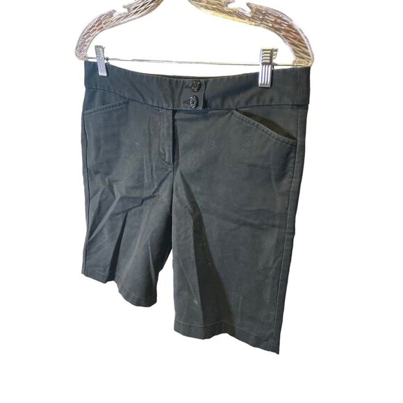 Ann Taylor Signature Fit Black Chino Flat Front Shorts Sz 8P - Picture 3 of 9